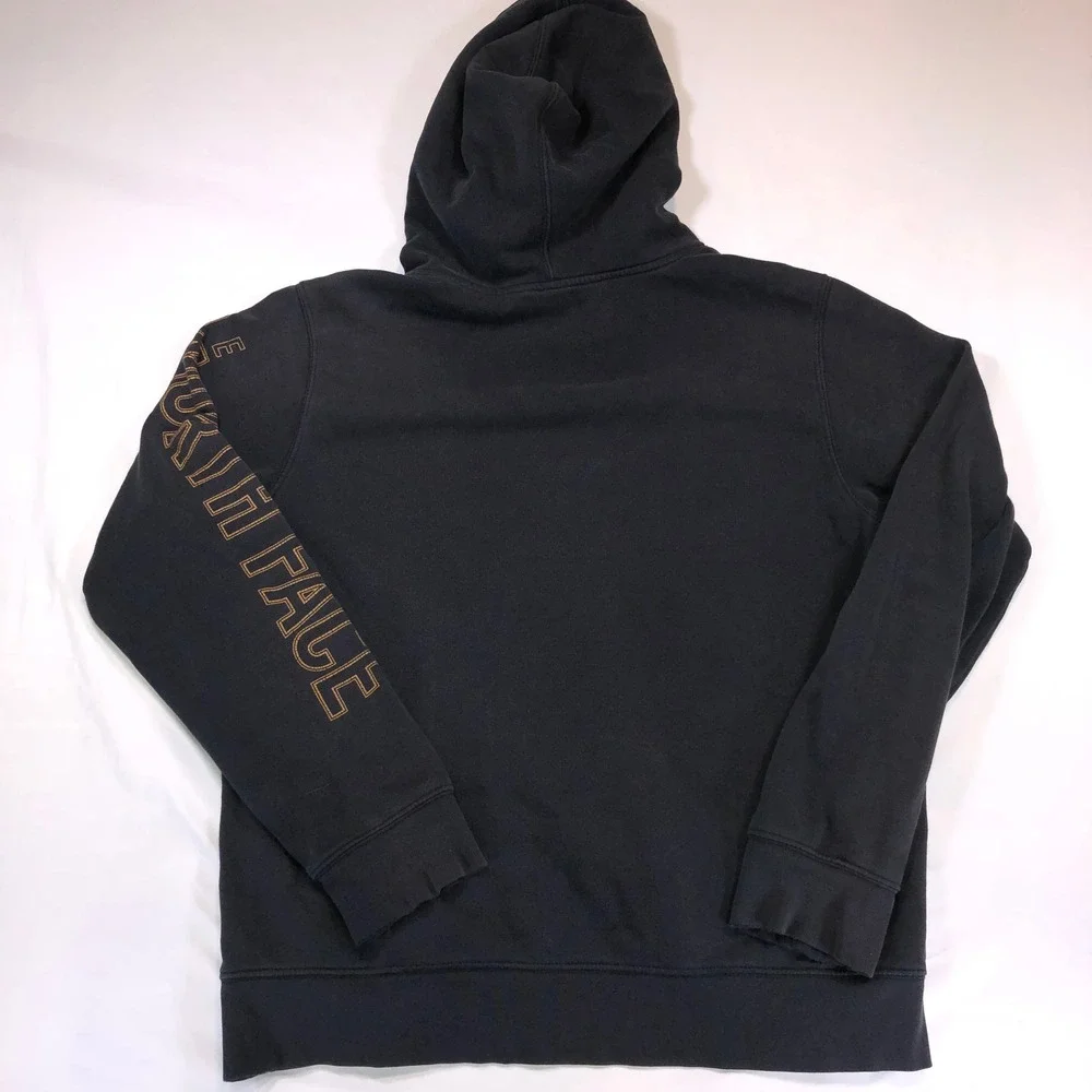 The North Face Mens Black Tan Logo Graphic Sleeve Pullover Hoodie Size M